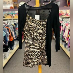 Vandana's New Ladies M black cheetah print long sleeve shirt